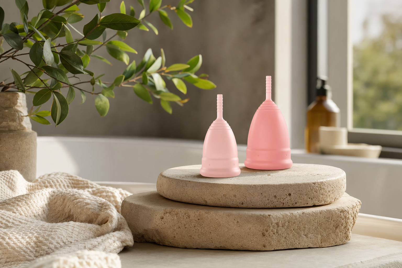 Två menskoppar i olika storlekar