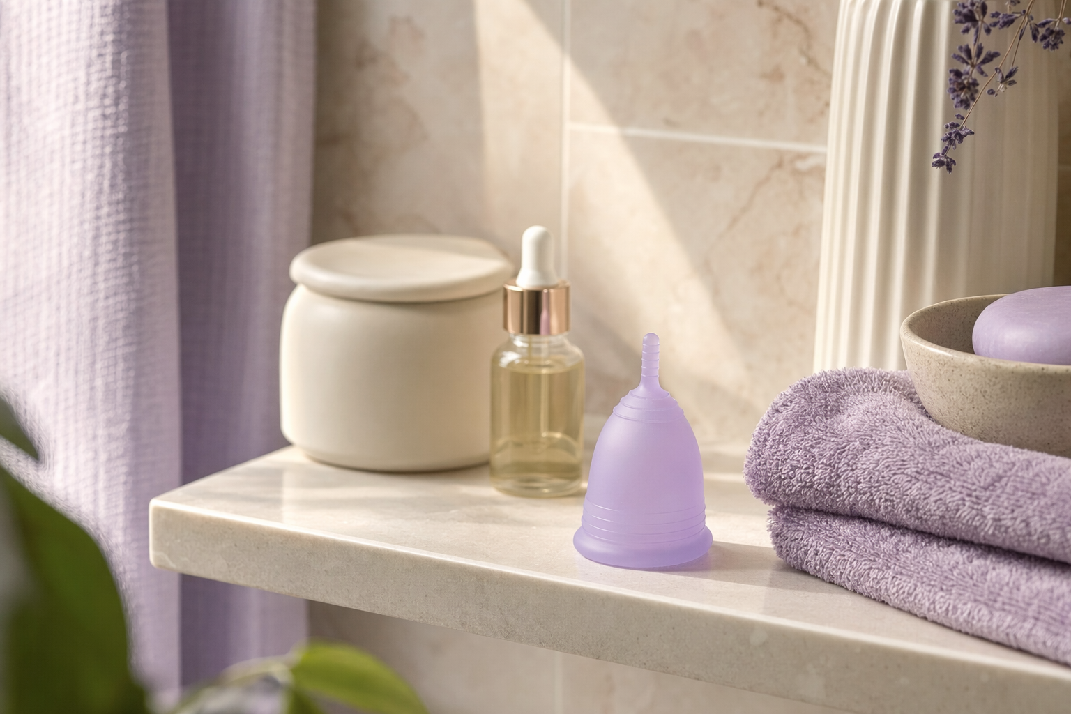 Menskopp i lugn badrumsmiljö