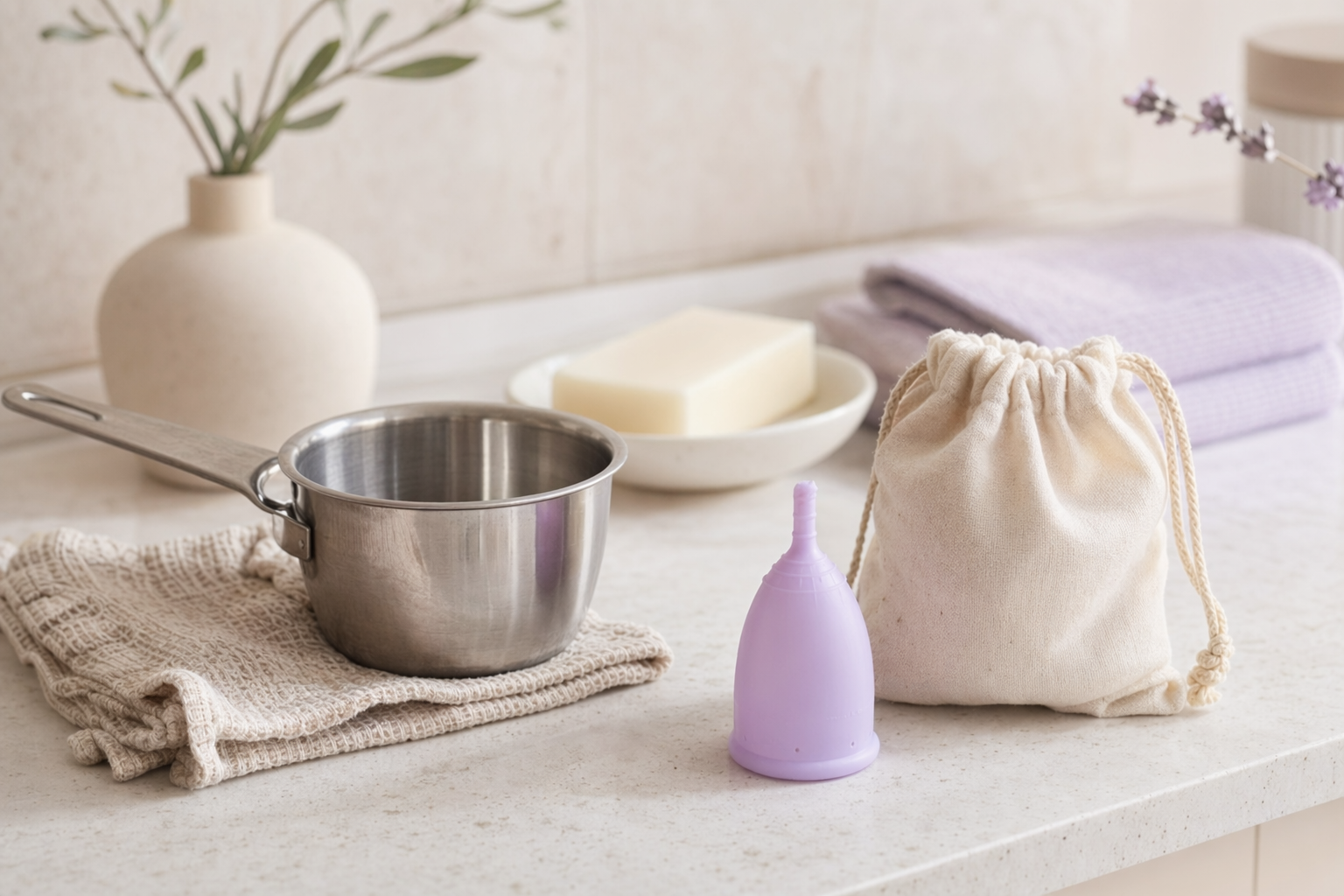 Menskopp med rengöringstillbehör